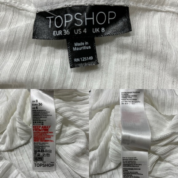 Topshop White Ribbed Crop Top Tee - Picture 7 of 9